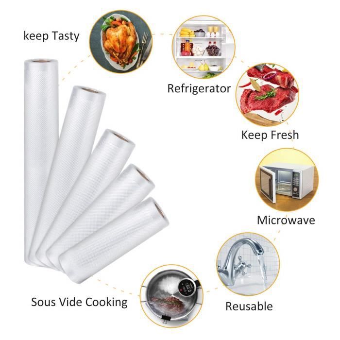 Sacs Sous vide Pack de 5 rouleaux Sachet sous vide alimentaire